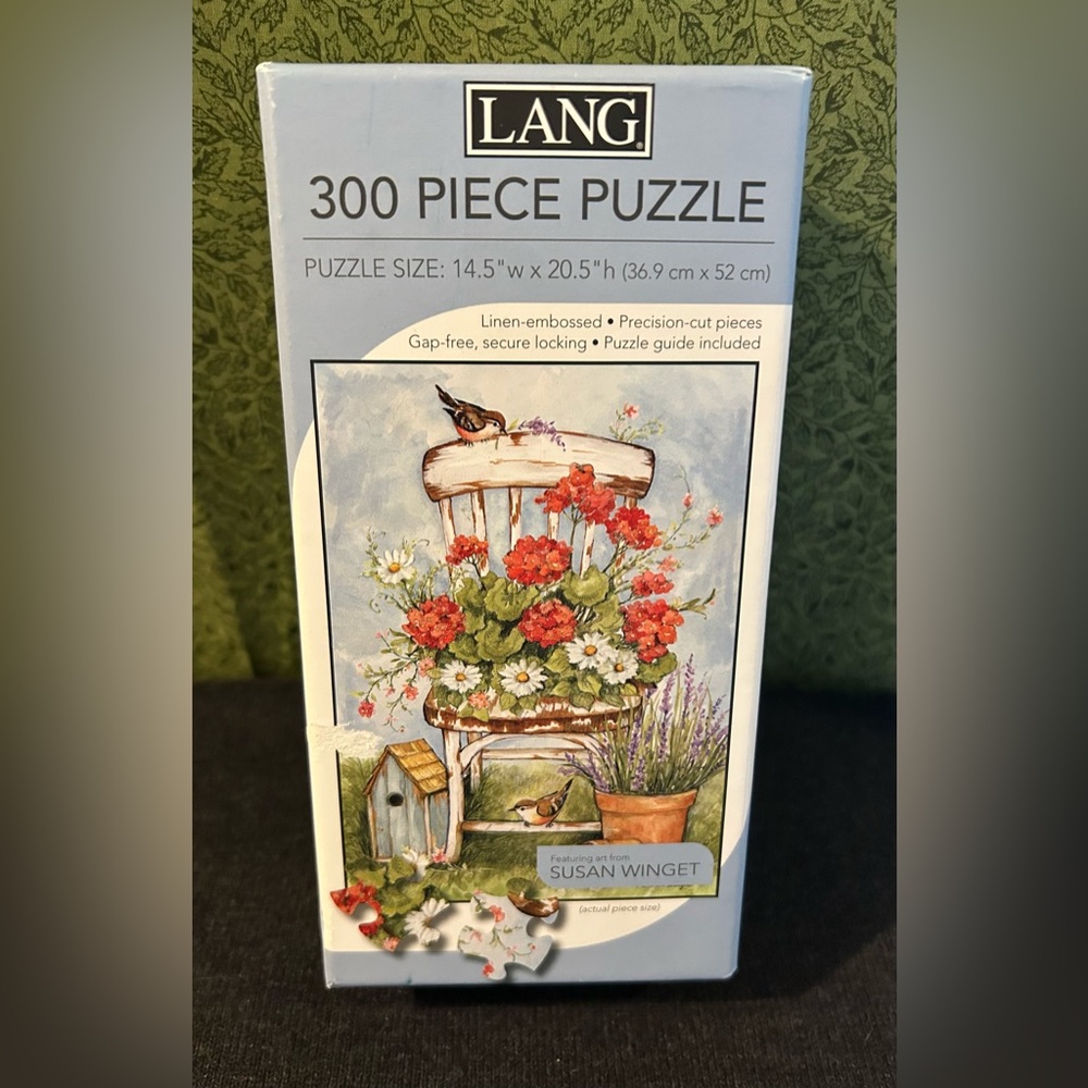 JIGSAW PUZZLE "GERANIUM CHAIR" SUSAN WINGET ART BY LANG 300 PCS 14.5X20.5